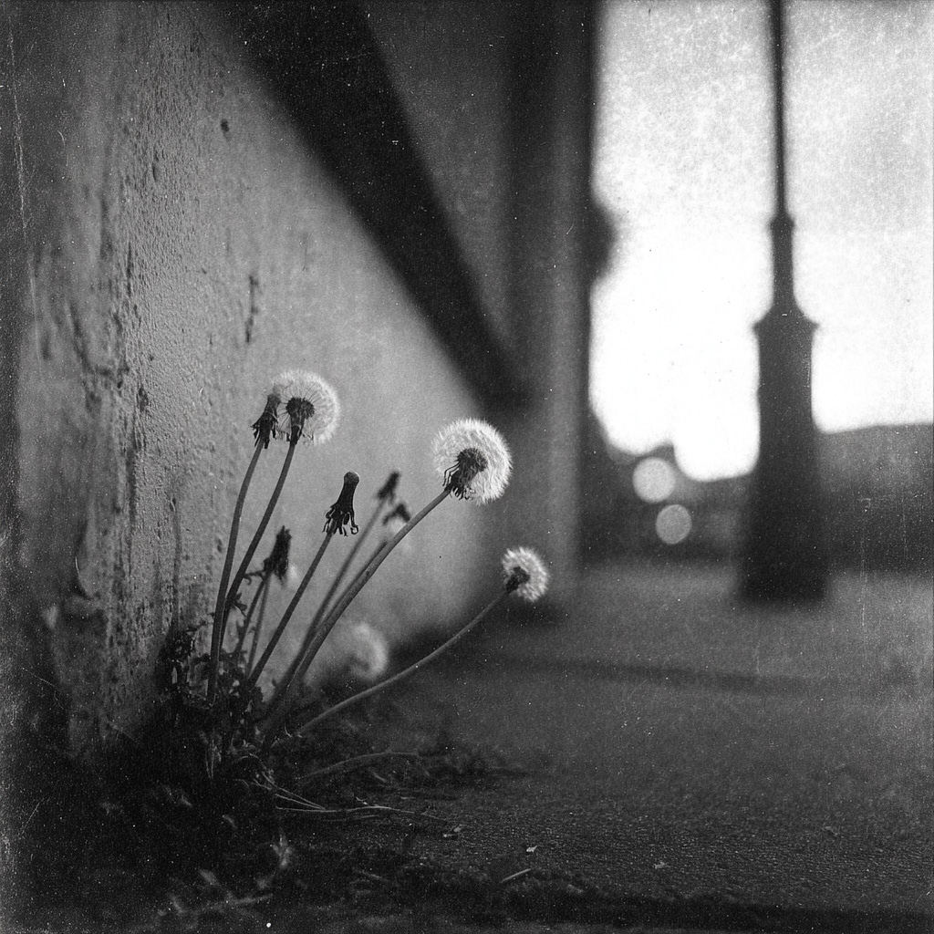 dandelions in the pavement
